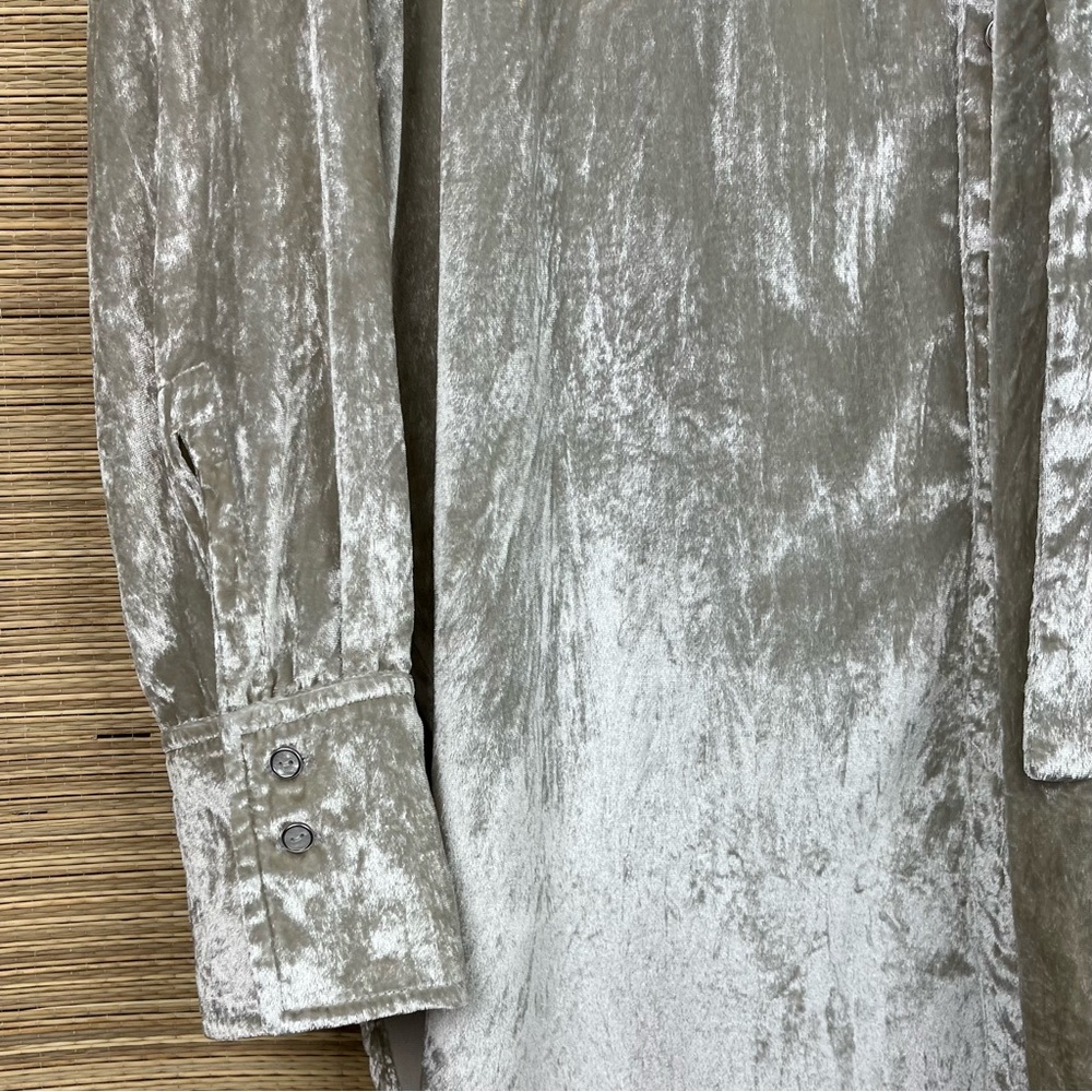 Anthropologie Maeve Crushed Velvet Champagne Tunic Oversized Shirt Blouse Sz 8 - Picture 9 of 12